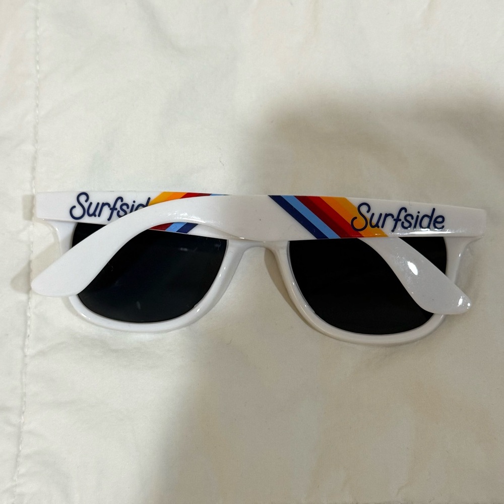 Surfside White Sunglasses with Retro Stripe Accent